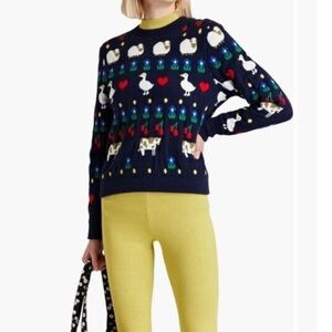 HVN Navy Cottagecore Sweater, Size S - Cozy Vintage-Inspired Knit with A…​​